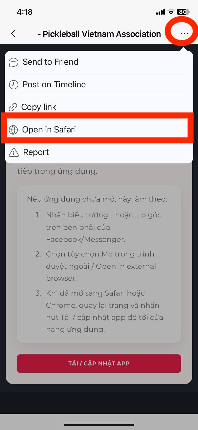 Hướng dẫn mở liên kết trong trình duyệt ngoài của Zalo